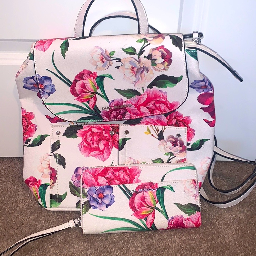 Leather backpack and matching wallet